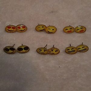 Six pairs of emoji earrings